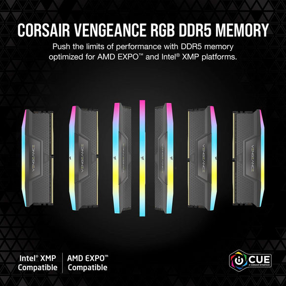 CORSAIR Vengeance RGB - DDR5 - kit - 32 GB: 2 x 16 GB - DIMM 288-pin - 3200 MHz / PC5-51200 - unbuffered-0