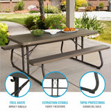 Picnic table Lifetime Wood Brown Foldable Steel Plastic 183 x 145 x 74 cm-4