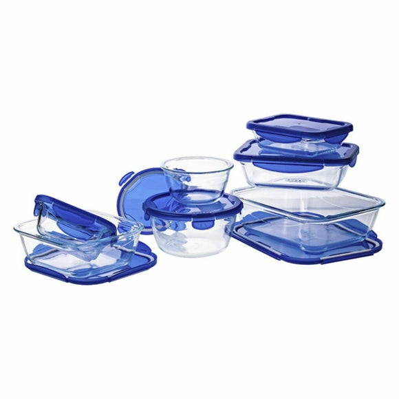 Set of lunch boxes Pyrex Cook & Go Blue Transparent-0