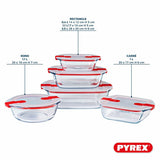 Set of Stackable Hermetically-sealed Kitchen Containers Pyrex Cook & Heat Red Rectangular 5 Pieces-6