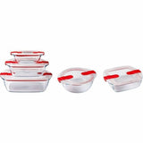 Set of Stackable Hermetically-sealed Kitchen Containers Pyrex Cook & Heat Red Rectangular 5 Pieces-0