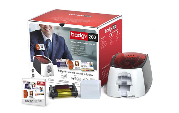 1X BADGY200 PRINTER 1X CLR RIB 100X PVC CARD 1X STUDIO SW LIC-0