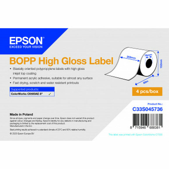 Printer Labels Epson C33S045736 Shiny Ø 70 mm (4 Units)-0
