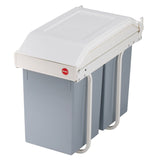 Waste bin Hailo Multi-Box duo L White Grey Cream Steel Plastic 2 drawers 14 L Integrable (2 Units)-15
