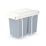 Waste bin Hailo Multi-Box duo L White Grey Cream Steel Plastic 2 drawers 14 L Integrable (2 Units)-14
