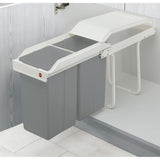 Waste bin Hailo Multi-Box duo L White Grey Cream Steel Plastic 2 drawers 14 L Integrable (2 Units)-12