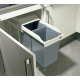 Waste bin Hailo Multi-Box duo L White Grey Cream Steel Plastic 2 drawers 14 L Integrable (2 Units)-10