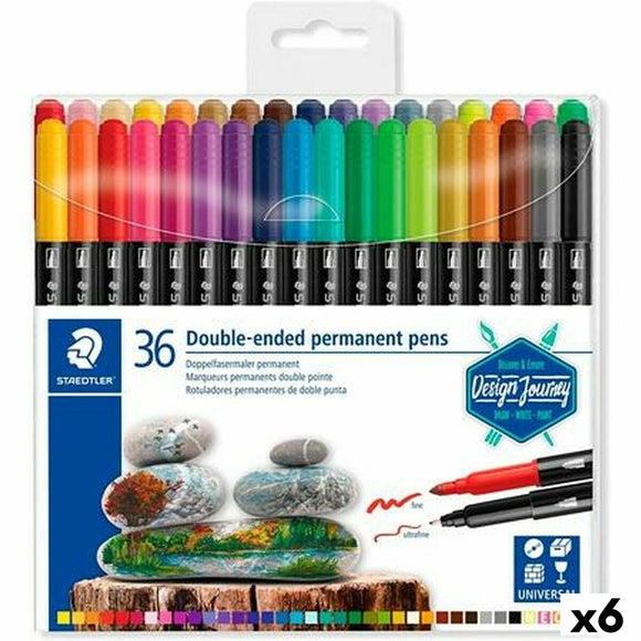 Set of Felt Tip Pens Staedtler Design Journey Double-ended 36 Pieces Multicolour (6 Units)-0