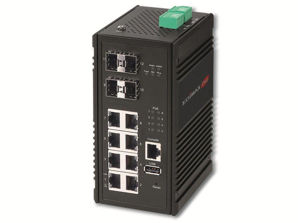 EDIMAX Switch Industrial 8-Port Gigabit PoE+ WebM. 4xSFP-0