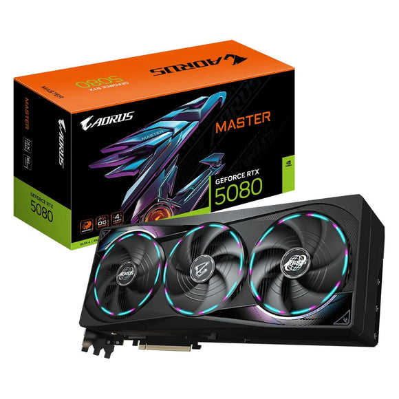 Gigabyte AORUS GeForce RTX 5080 MASTER 16G | NVIDIA | 16 GB | GeForce RTX 5080 | GDDR7 | HDMI ports quantity 1 | PCI-E 5.0 | Memory clock speed 2805 MHz-0