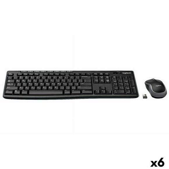 Keyboard and Wireless Mouse Logitech DESKTOP MK270 Black Spanish Qwerty (6 Units)-0