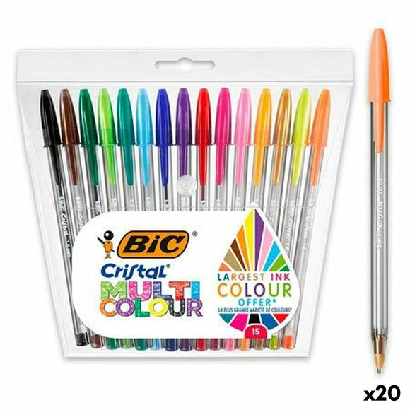Set of Biros Bic Multicolour 15 Pieces (20 Units)-0