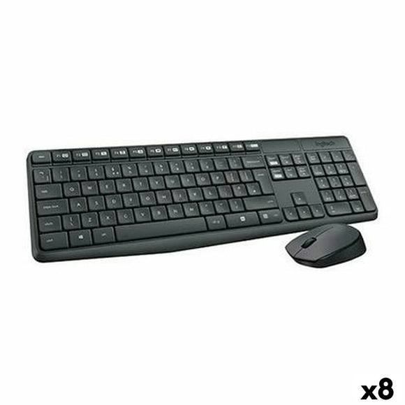Keyboard and Mouse Logitech MK235 Black Spanish Qwerty (8 Units)-0