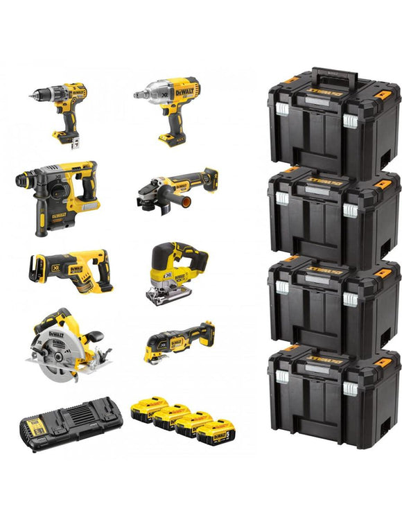 DEWALT. 18V DCK865P4T COMBO KIT (DCD796 DCF899H DCS367 DCH273 DCS334 DCG405 DCS355 DCS570) 4x5.0Ah 4xTSTAK-0