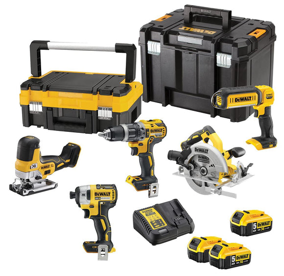 DEWALT. 18V DCK500P3T COMBO KIT (DCD796 + DCF887 + DCS570 + DCS335 + DCL050) 3x5.0Ah 2x TSTAK-0