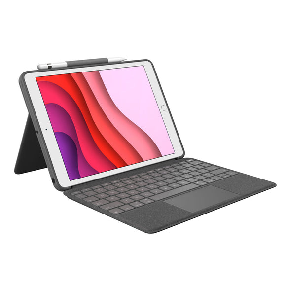 Bluetooth Keyboard with Support for Tablet Logitech iPad 2019 Grey Graphite Spanish Qwerty-0