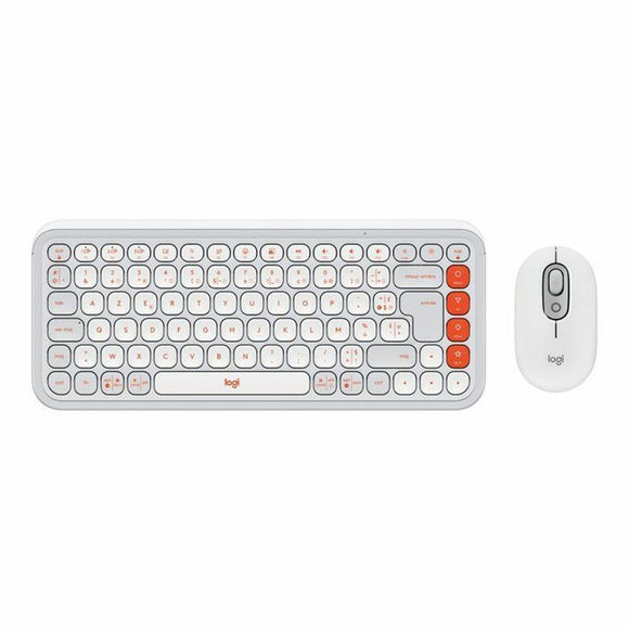 Keyboard and Mouse Logitech 920-013110 White French Azerty French-0