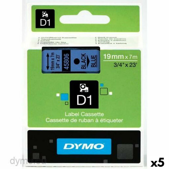 Laminated Tape for Labelling Machines Dymo D1 45806 LabelManager™ Black Blue (5 Units)-0
