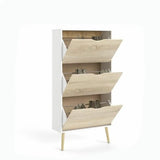 Shoe Rack White Wood Oak 70,2 x 23,9 x 138,9 cm-3