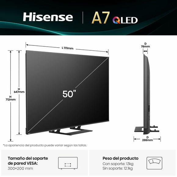 Smart TV Hisense 50A7Q 4K Ultra HD 50