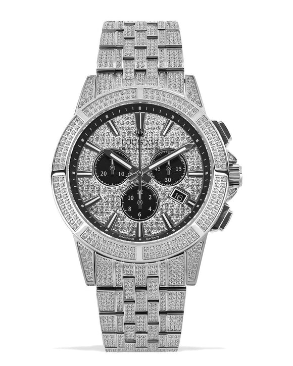 Louis XVI LXVI1122 Majeste Full Iced Chronograph Mens Watch 43mm 5ATM-0