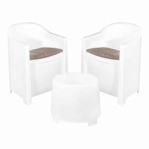 Table Set with 2 Armchairs IPAE Progarden Luna sluc06bg White Garden (3 Pieces)-0