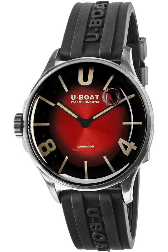 U-Boat 9500 Darkmoon Red SS Soleil Mens Watch 40mm 5ATM-0
