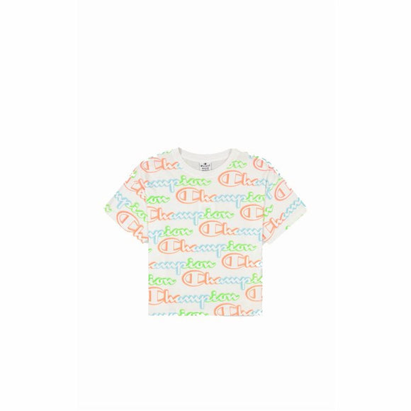 Women’s Short Sleeve T-Shirt Champion Crewneck Croptop White-0