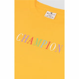 Women’s Short Sleeve T-Shirt Champion Crewneck Croptop Yellow-9