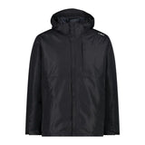Men's Sports Jacket Campagnolo Zip Hood Detachable Inn Black-0