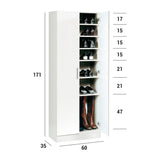 Shoe cupboard Alexandra House Living White 59 x 171 x 35 cm 2 doors 7 Shelves-1