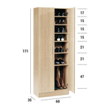 Shoe cupboard Alexandra House Living Light brown 59 x 171 x 35 cm 2 doors 7 Shelves-1