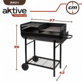 Coal Barbecue with Wheels Aktive Plastic Enamelled Metal 97 x 96 x 42 cm Black-1