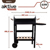 Coal Barbecue with Wheels Aktive Enamelled Metal 100,5 x 88,5 x 40 cm Black-2