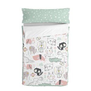 Quilted Zipper Bedding HappyFriday Moshi Moshi Best Buddies Multicolour 105 x 200 cm-0