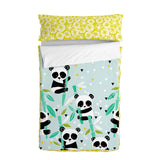 Quilted Zipper Bedding HappyFriday Moshi Moshi Panda Garden Blue Blue 105 x 200 cm-0