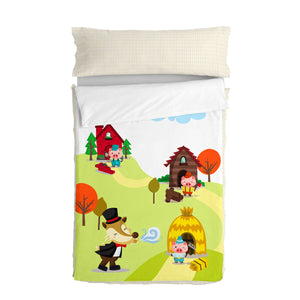 Quilted Zipper Bedding HappyFriday Mr Fox Piggys Multicolour 105 x 200 cm-0