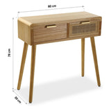 Hall Table with 2 Drawers Versa Brown Wood Paolownia wood MDF Wood 30 x 78 x 80 cm-1