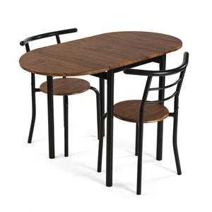 Table set with 2 chairs Versa Black 55 x 77 x 61 cm Metal PVC MDF Wood-0