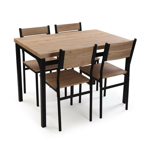 Table set with 4 chairs Versa PVC Metal MDF Wood 70 x 76 x 110 cm-0