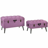 Bench DKD Home Decor   Metal Polyester Fuchsia MDF Wood (81 x 42 x 52 cm)-0