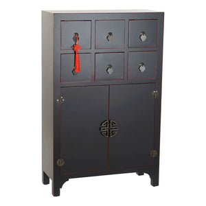 Chest of drawers DKD Home Decor Black Red Multicolour Fir MDF Wood Oriental 63 x 27 x 101 cm-0