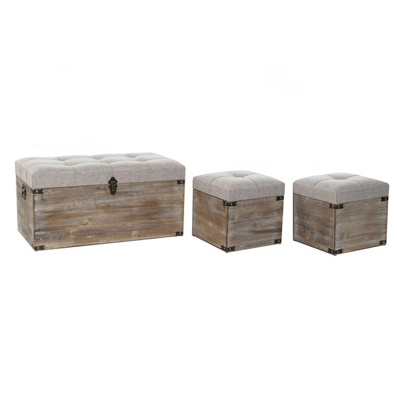 Set of Chests DKD Home Decor Beige Wood Brown Traditional 80 x 40 x 40 cm-0