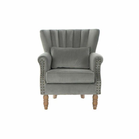 Armchair DKD Home Decor Natural Light grey Rubber wood 73 x 75 x 87 cm-0