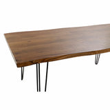 Dining Table DKD Home Decor 180 x 87 x 76 cm Black Metal Brown Acacia-4