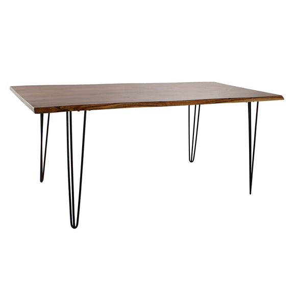 Dining Table DKD Home Decor 180 x 87 x 76 cm Black Metal Brown Acacia-0