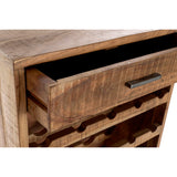 Bottle rack DKD Home Decor Black Metal Brown Acacia (60 x 32 x 107 cm)-5