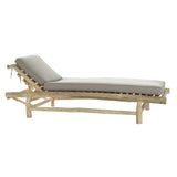 Sun-lounger DKD Home Decor Natural Teak Polyester Light grey (209 x 86 x 35 cm)-0