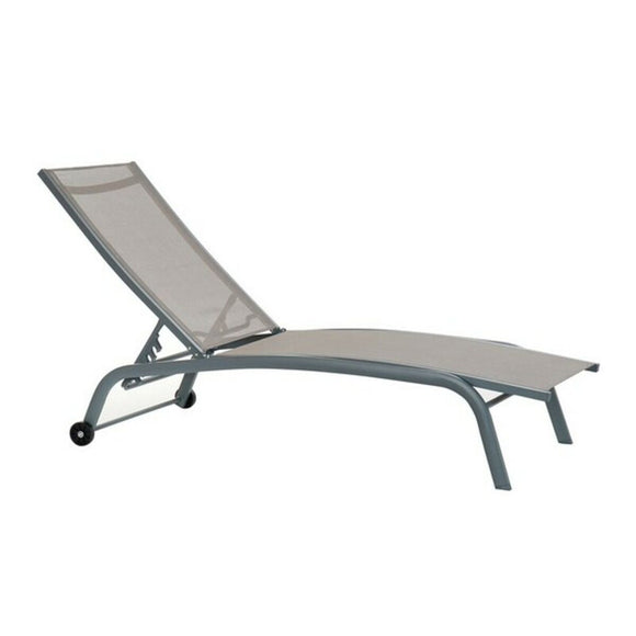 Sun-lounger DKD Home Decor With wheels Grey PVC Aluminium (187,5 x 64 x 97 cm)-0