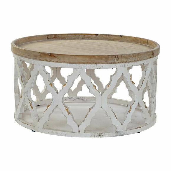 Side table DKD Home Decor White Light brown Fir MDF Wood 81 x 81 x 43,5 cm-0